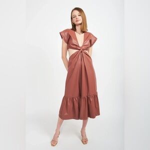En Saison Lana PU Cut Out Midi Dress in Mauve Size Small NWT